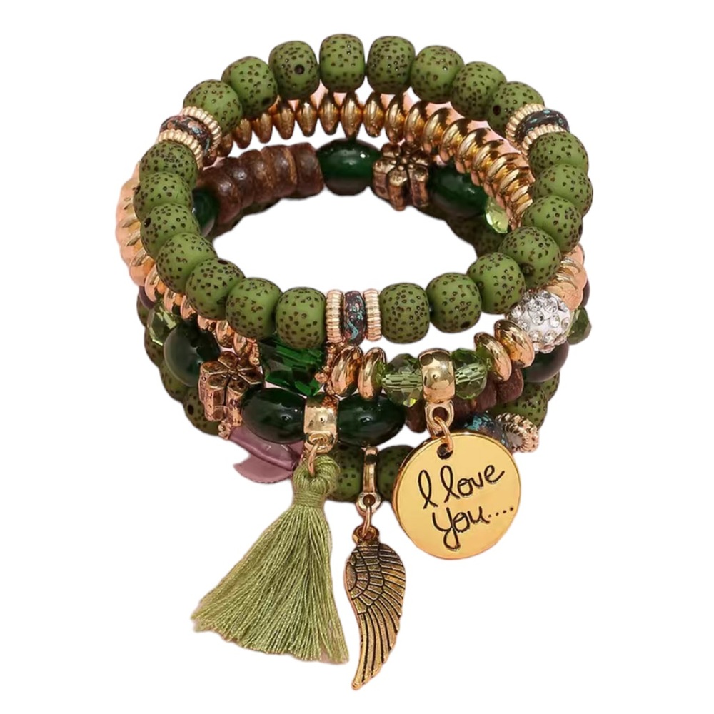 4 Piece Green Stackable Bracelet Set - image 1